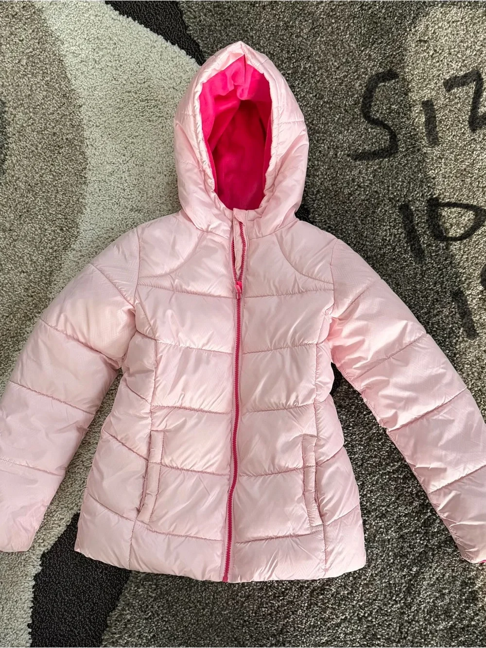 Girls' Light Pink Hooded Puffer Jacket